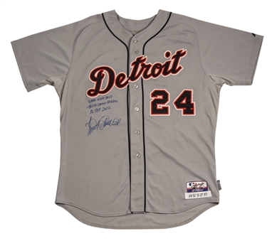 2012 Miguel Cabrera Game Used and Signed/Inscribed Detroit Tigers Road Jersey - Triple Crown Season (MLB Authenticated) Photo Matched to 4/14/12